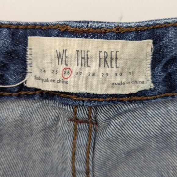 We The Free Jeans Womens 26 Wide Leg Cropped 100% Cotton Frayed Hem Retro - Picture 3 of 4